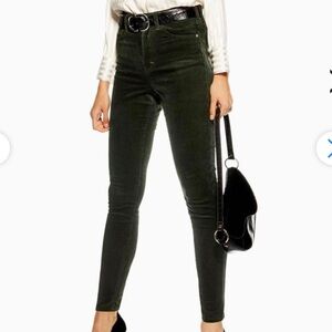 TOPSHOP Green Corduroy Jamie Jeans high rise, ankle grazing skinny jeans